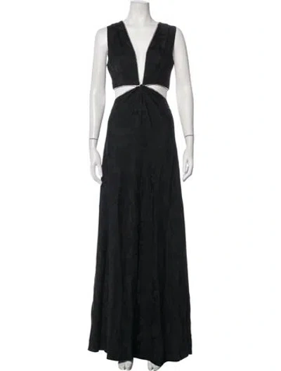 Pre-owned Markarian Patterned Long Dress In Black
