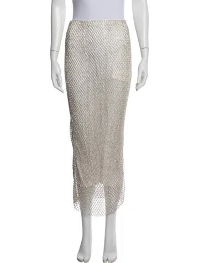 Pre-owned Markarian Patterned Long Skirt In White
