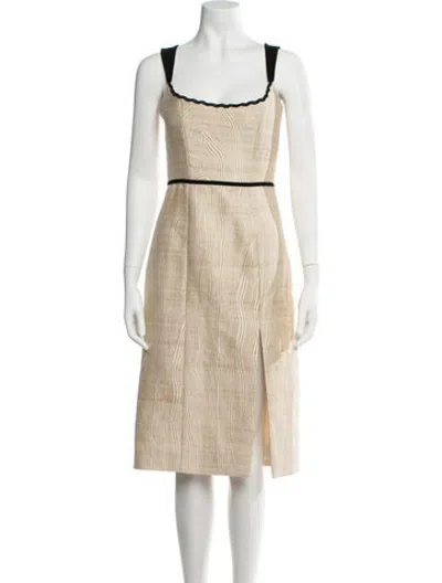 Pre-owned Markarian Patterned Midi Length Dress In Black/neutrals