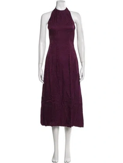 Pre-owned Markarian Patterned Midi Length Dress In Purple