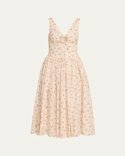 Markarian Penelope Sleeveless Floral Cotton Keyhole Midi Dress In Pattern