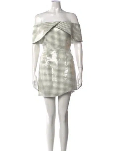 Pre-owned Markarian Plaid Print Mini Dress In White