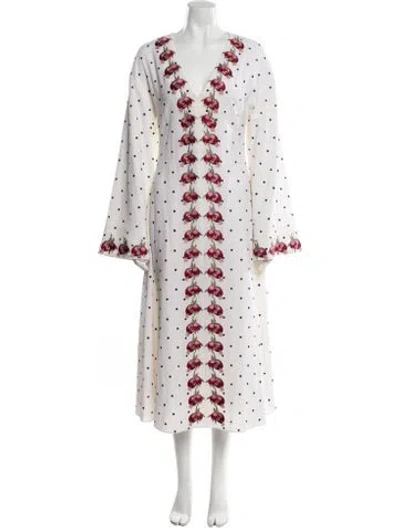 Pre-owned Markarian Polka Dot Print Long Dress In Neutral