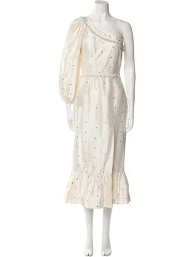 Pre-owned Markarian Polka Dot Print Midi Length Dress In Neutral