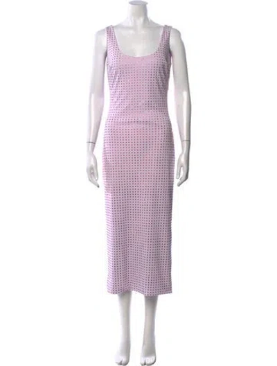 Pre-owned Markarian Polka Dot Print Midi Length Dress In Purple