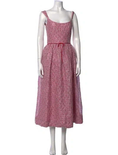 Pre-owned Markarian Polka Dot Print Midi Length Dress W/ Tags In Pink