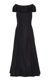 Markarian Portia Taffeta Midi Capelet Dress In Black