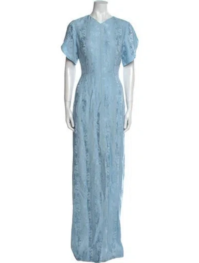 Pre-owned Markarian Printed Long Dress W/ Tags In Blue