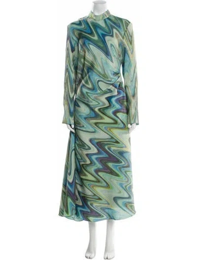 Pre-owned Markarian Printed Long Dress W/ Tags In Green