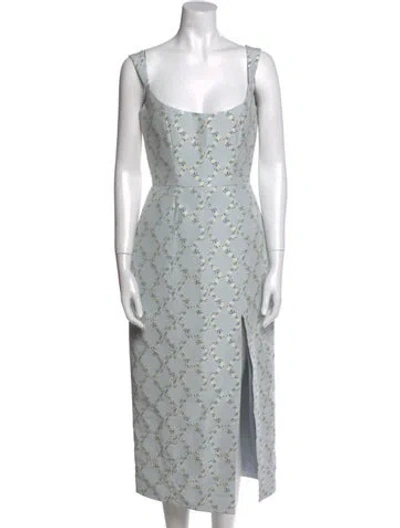 Pre-owned Markarian Printed Midi Length Dress In Blue