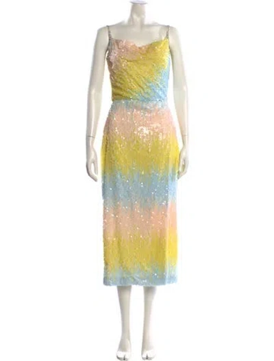 Pre-owned Markarian Printed Midi Length Dress In Neutral