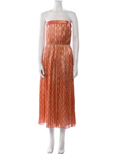 Pre-owned Markarian Printed Midi Length Dress In Orange