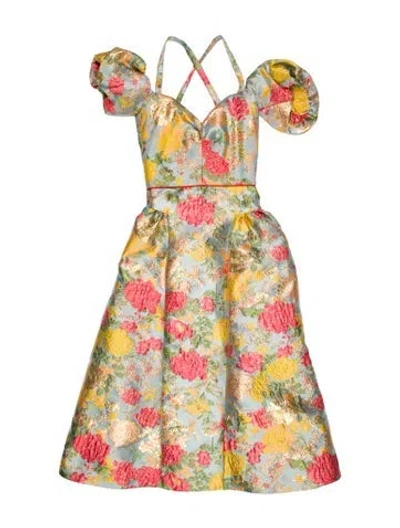 Pre-owned Markarian Printed Midi Length Dress W/ Tags