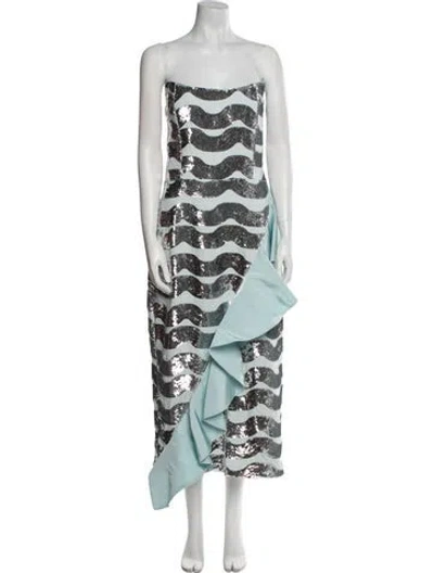 Pre-owned Markarian Printed Midi Length Dress W/ Tags In Blue