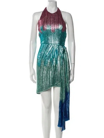 Pre-owned Markarian Printed Mini Dress In Green