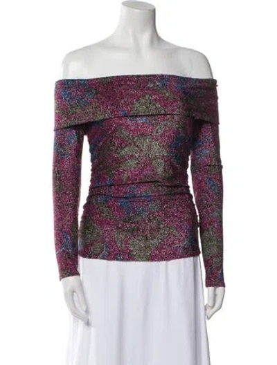 Pre-owned Markarian Printed Off-the-shoulder Top