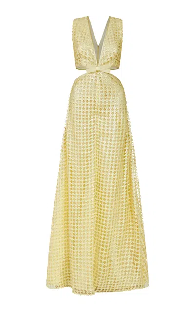 Markarian Pyrra Sequined Cutout Gown In Yellow