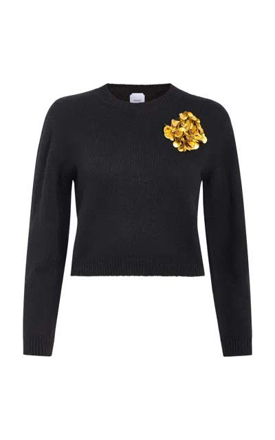 Markarian Romy Sequined Cashmere Sweater In Black
