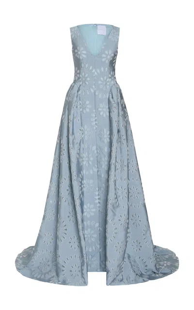 Markarian Rosebay Sleeveless Burnout Gown In Blue