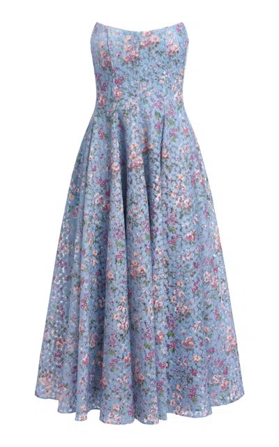 Markarian Rousseau Lace Midi Dress In Blue
