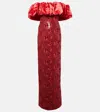 Markarian Rowan Off-the-shoulder Sequined Column Gown In Red