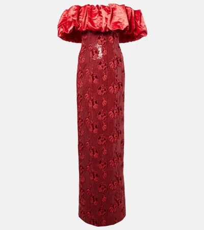 MARKARIAN ROWAN SEQUINED OFF-SHOULDER BUSTIER GOWN