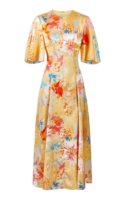 Markarian Sarah Printed Satin Midi Dress In Multi
