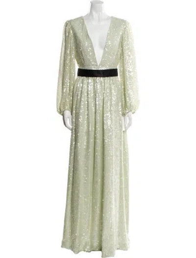 Pre-owned Markarian Sequin Long Dress W/ Tags In Green