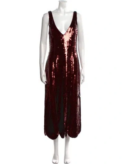 Pre-owned Markarian Sequin Long Dress W/ Tags In Red
