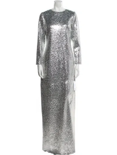 Pre-owned Markarian Sequin Long Dress W/ Tags In Silver