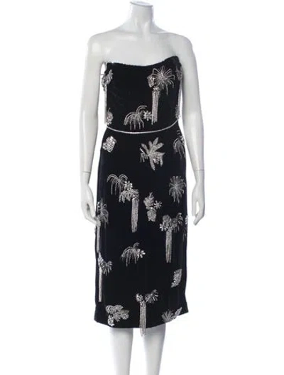 Pre-owned Markarian Silk Knee-length Dress In Black/blue