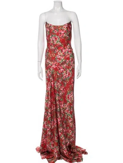 Pre-owned Markarian Silk Long Dress In Red