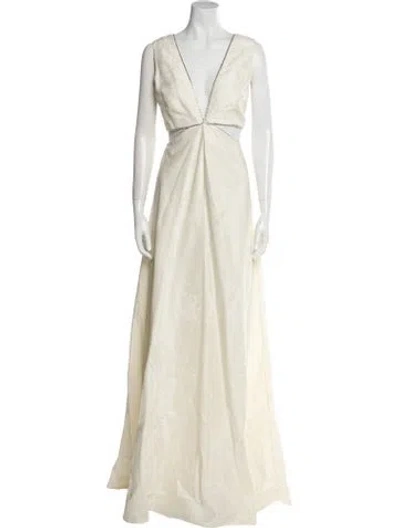 Pre-owned Markarian Silk Long Dress W/ Tags In Neutral