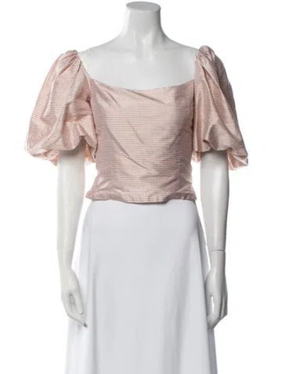 Pre-owned Markarian Silk Square Neckline Crop Top In Pink