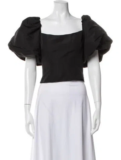 Pre-owned Markarian Silk Square Neckline Top In Black