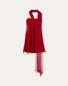 Markarian Silvia Chiffon Scarf Mini Dress In Cherry