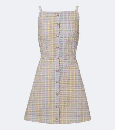 Markarian Skye Plaid Seersucker Minidress In Neutral