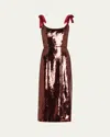 Markarian Sleeveless Sequin Scoop-neck Midi Dress In Maroon