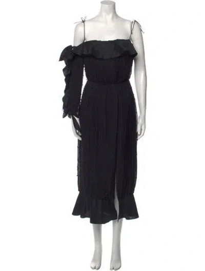 Pre-owned Markarian Square Neckline Long Dress In Black