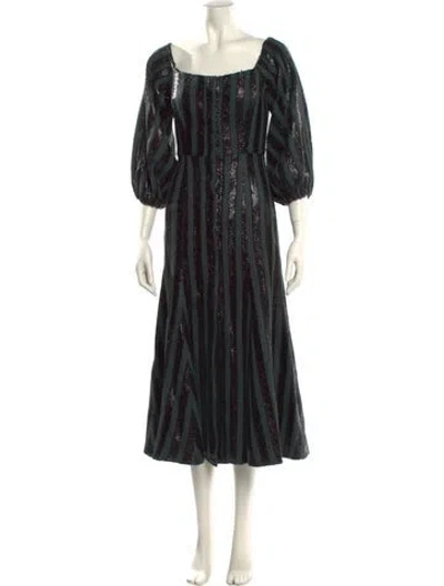 Pre-owned Markarian Square Neckline Long Dress In Black