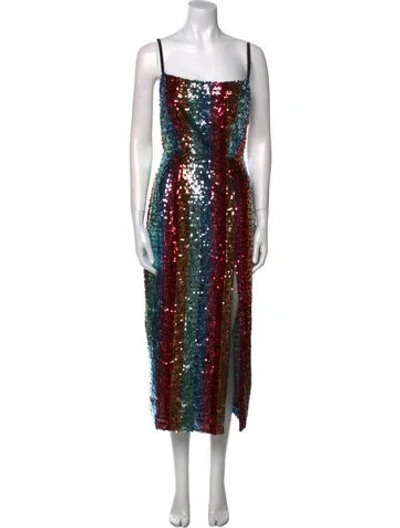 Pre-owned Markarian Square Neckline Long Dress In Multi