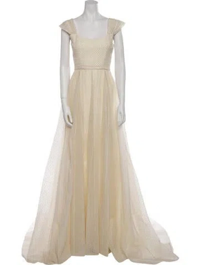 Pre-owned Markarian Square Neckline Long Dress In Neutral