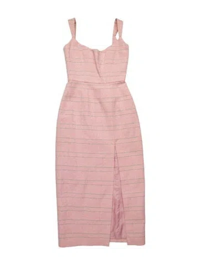 Pre-owned Markarian Square Neckline Midi Length Dress In Pink