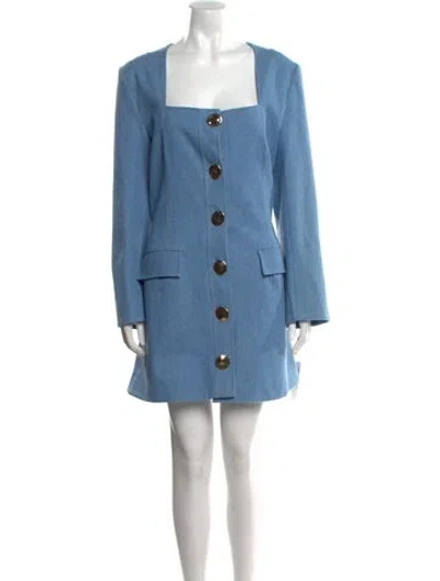 Pre-owned Markarian Square Neckline Mini Dress In Blue