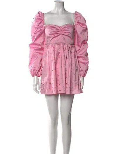 Pre-owned Markarian Square Neckline Mini Dress In Pink