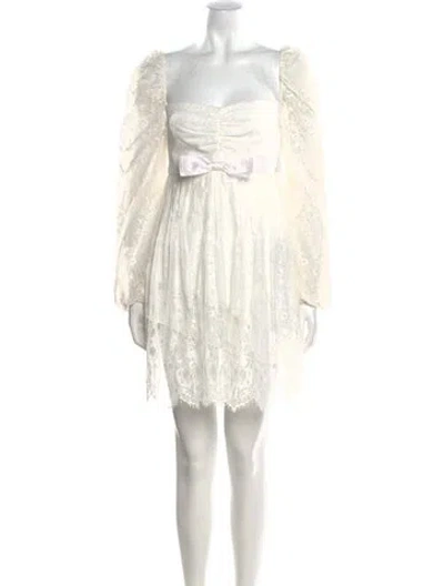 Pre-owned Markarian Square Neckline Mini Dress In White