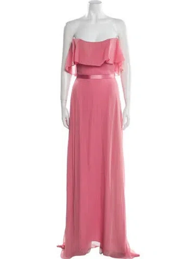 Pre-owned Markarian Strapless Long Dress In Pink