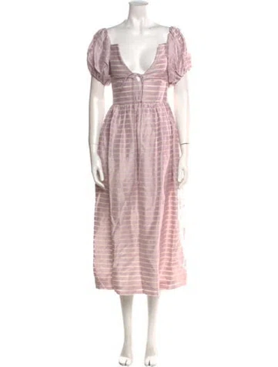 Pre-owned Markarian Striped Long Dress In Purple