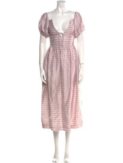 Pre-owned Markarian Striped Long Dress In Purple