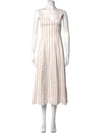 Pre-owned Markarian Striped Midi Length Dress In Neutral